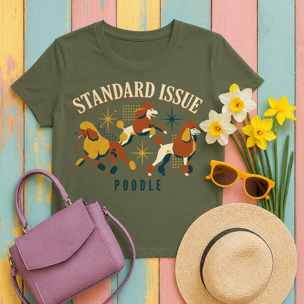 Standard Issue Poodle Art T-Shirt in Military Green