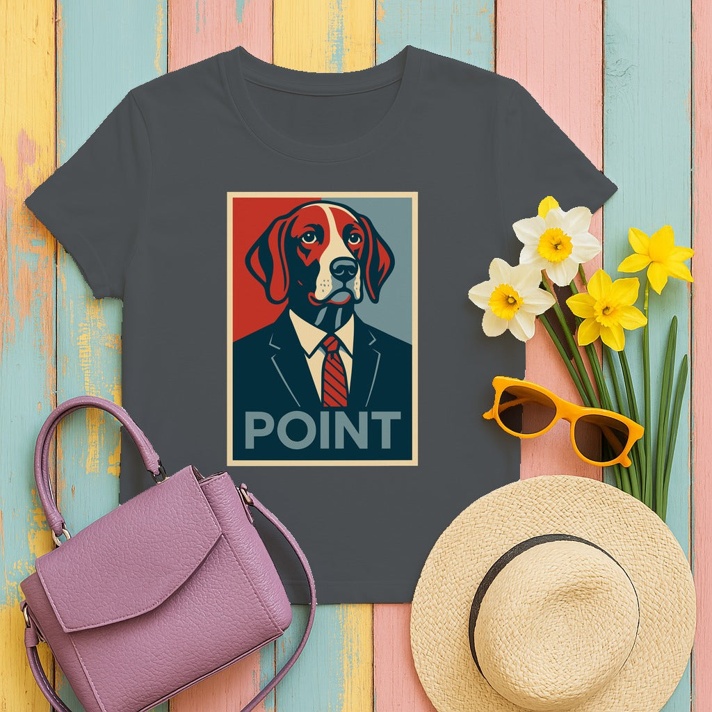 German Shorthaired Pointer Dog Suit Tie Pop Art Illustration Design T-Shirt in Charcoal