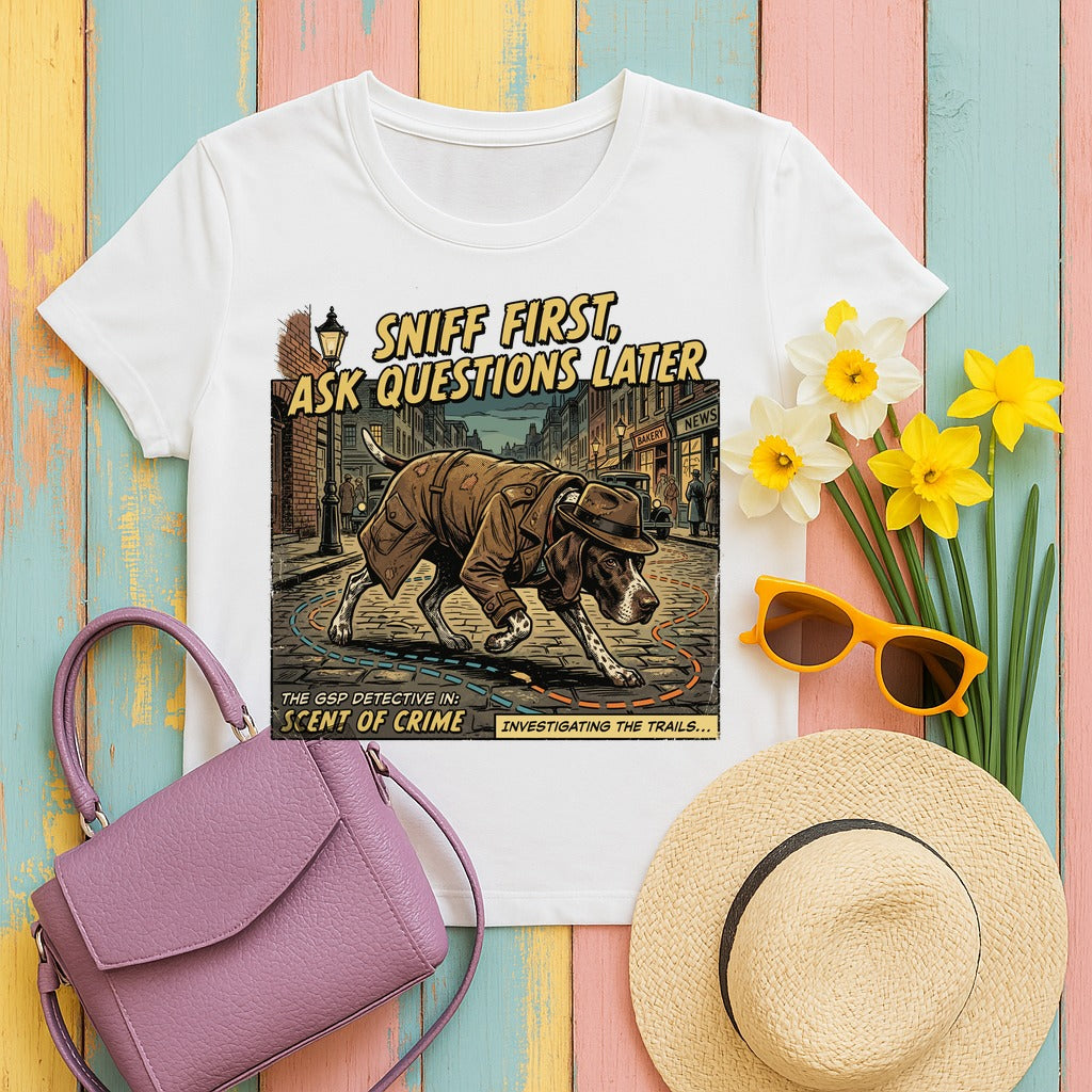 Sniff First GSP Detective Graphic T-Shirt in White