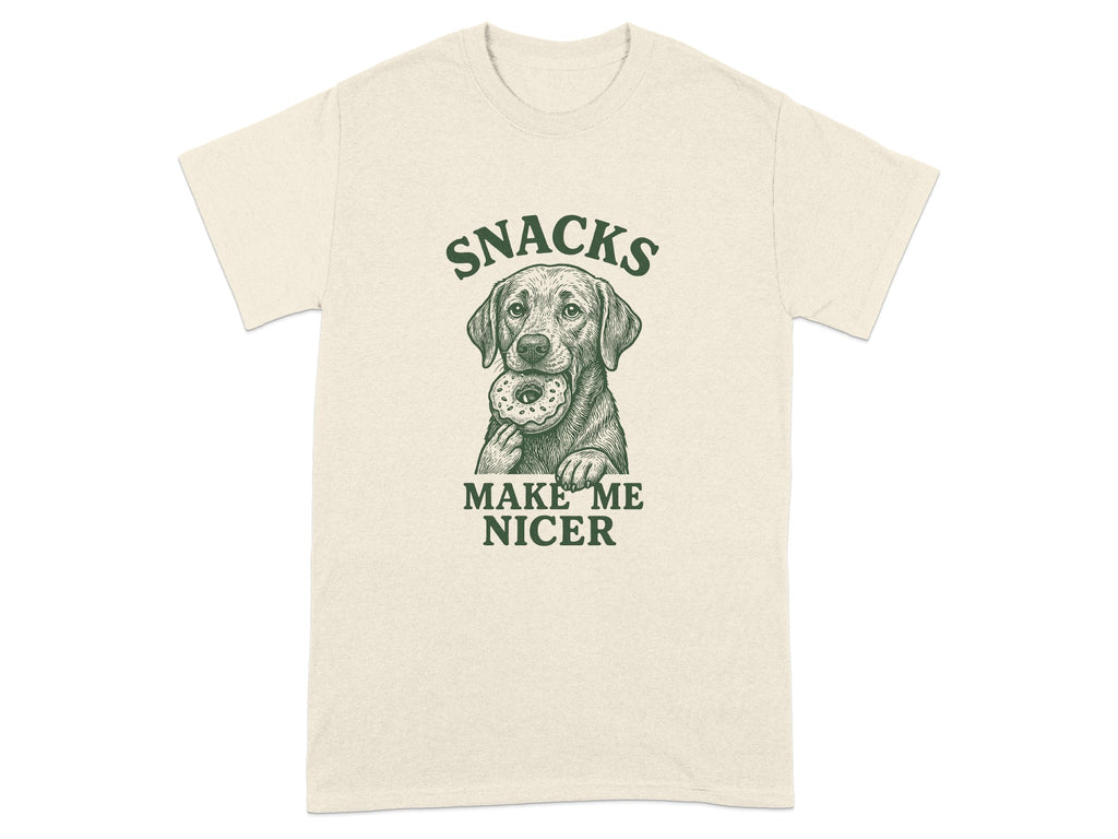 Snacks Make Me Nicer Dog Illustration T-Shirt
