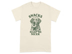 Snacks Make Me Nicer Dog Illustration T-Shirt