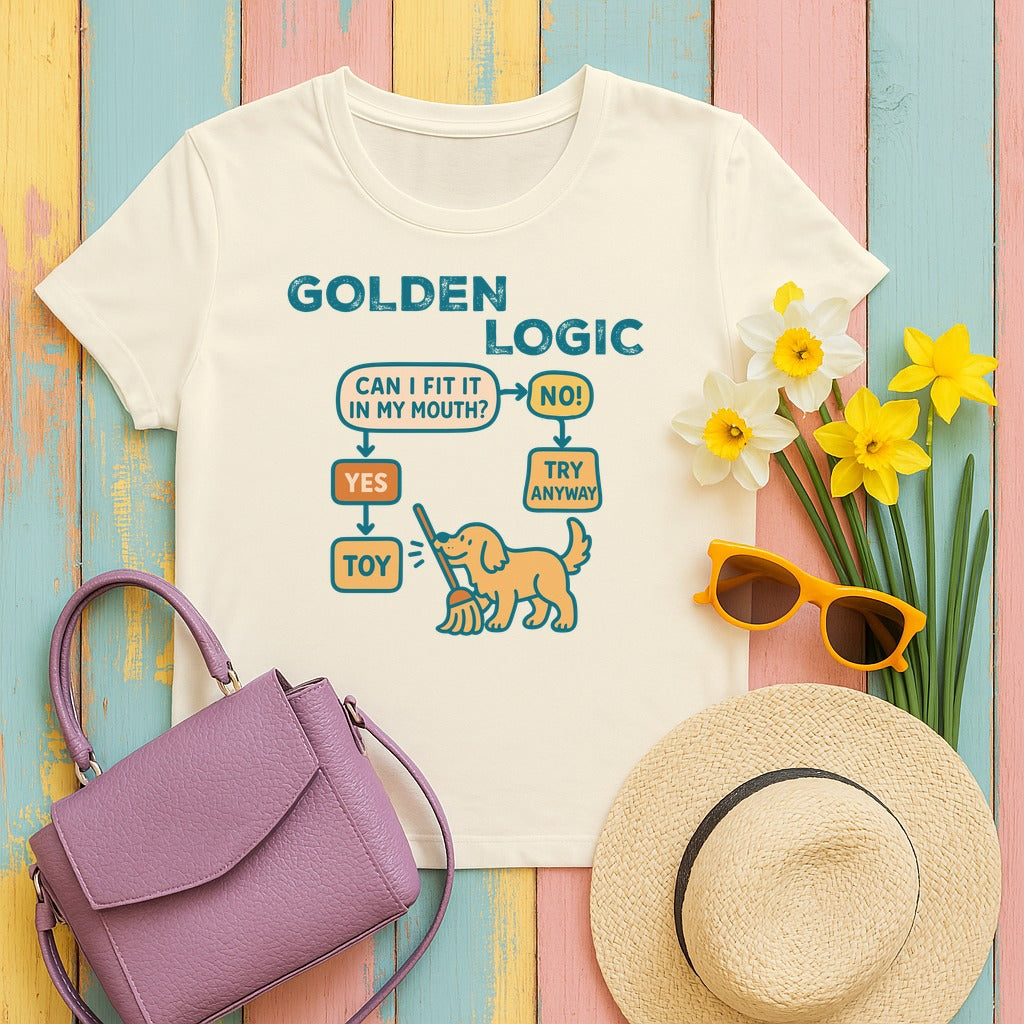 Golden Retriever Logic Tshirt in Natural