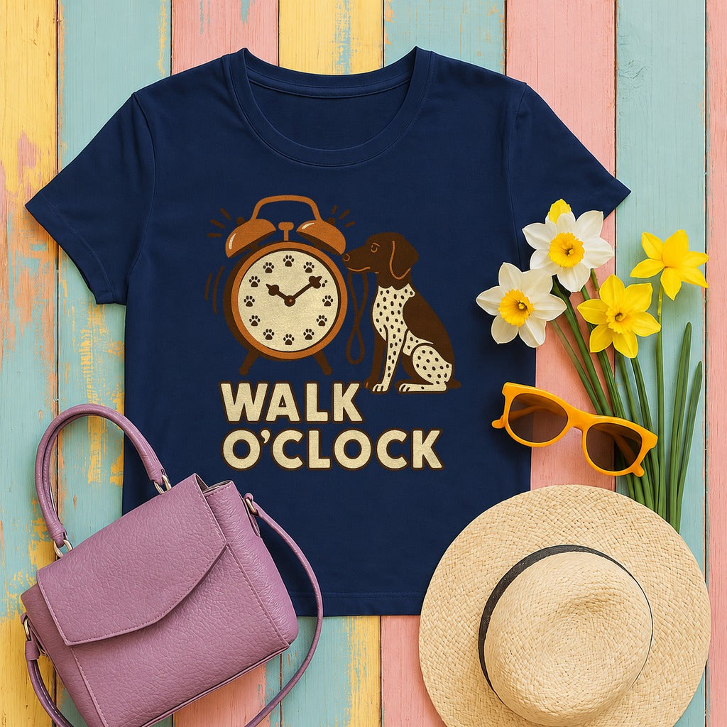 German Shorthaired Pointer Walk O'Clock T-shirt in Navy