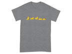 Yellow dog silhouette sequence showing sitting, running, playing, and sleeping poses.