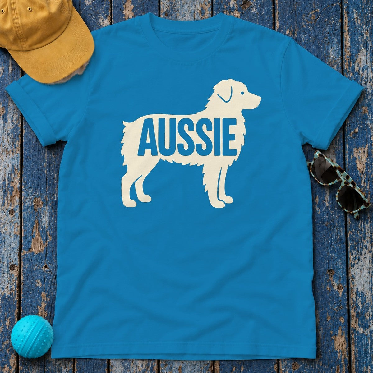 Australian Shepherd Silhouette 'Aussie' T-Shirt in Sapphire