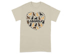 T-shirt with a heart design of labradors and paw prints, "LABAHOLIC" text.