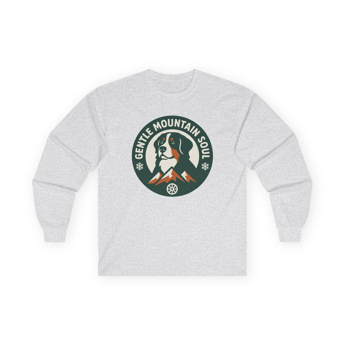 Bernese Mountain Dog Badge - Gentle Mountain Soul Long Sleeve Tee in Ash