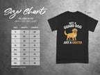 Gildan 5000 size chart for a "Not a Guard Dog, Just a Greeter" t-shirt.