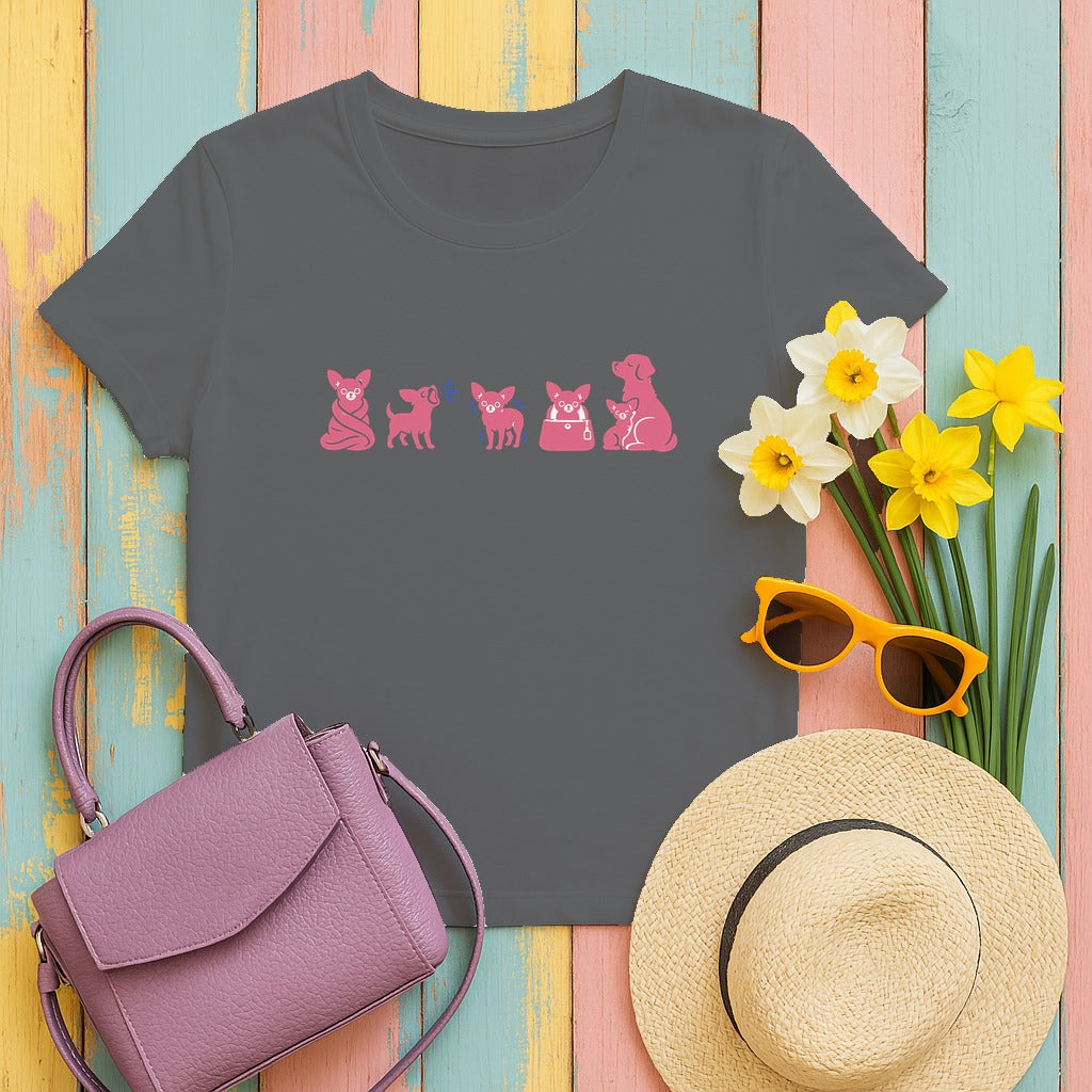 Chihuahua Moods Illustrated T-Shirt in Graphite Heather