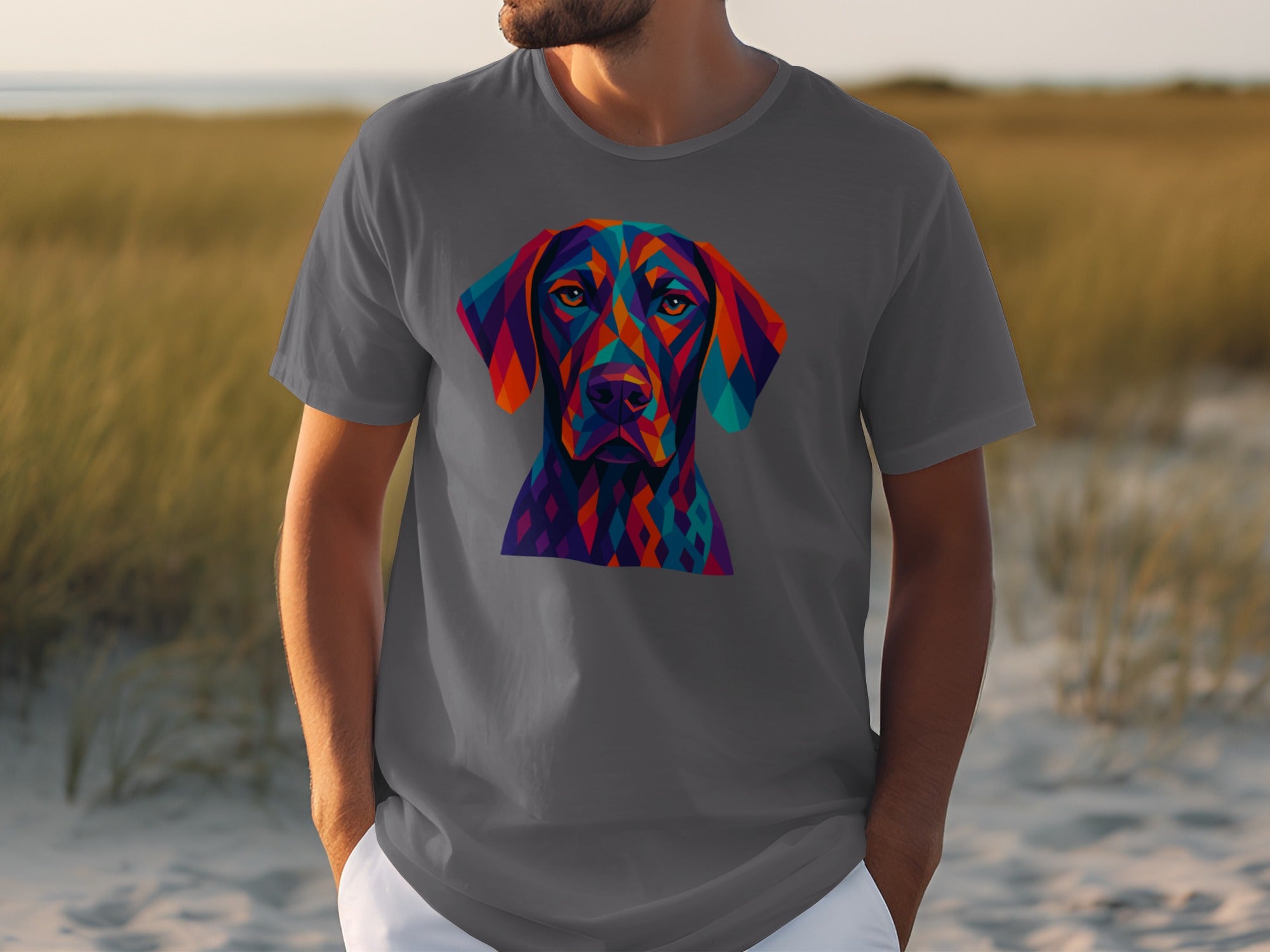 Colorful Geometric Dog Graphic T-shirt