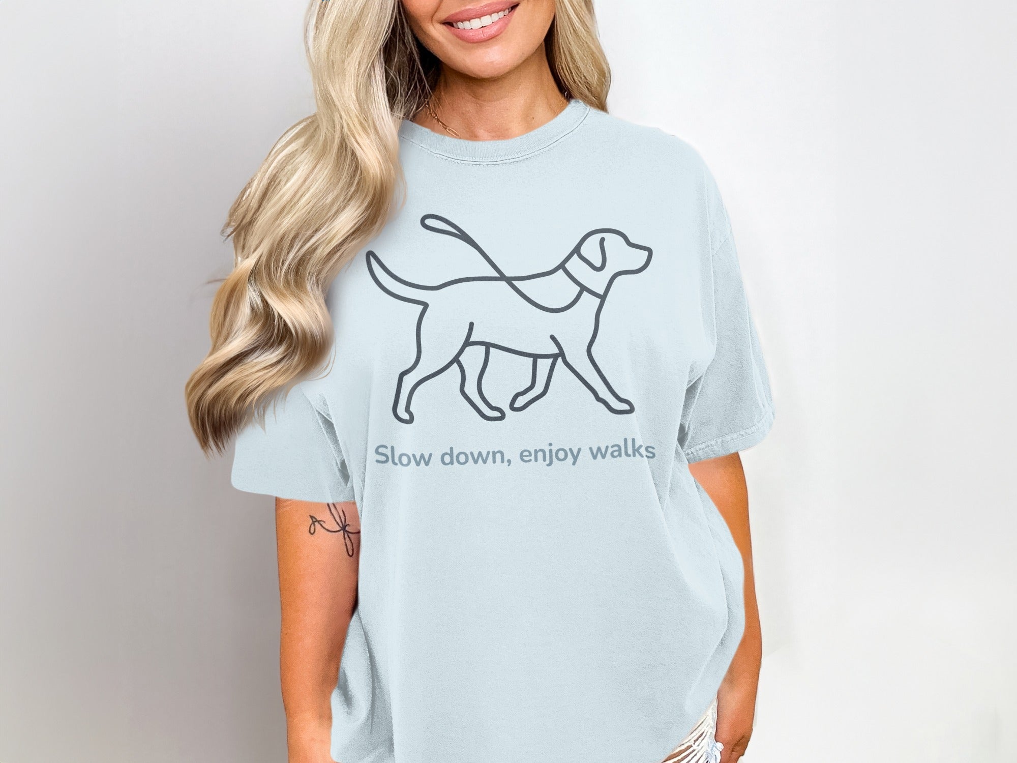 Slow Down Enjoy Walks Dog Graphic T-Shirt