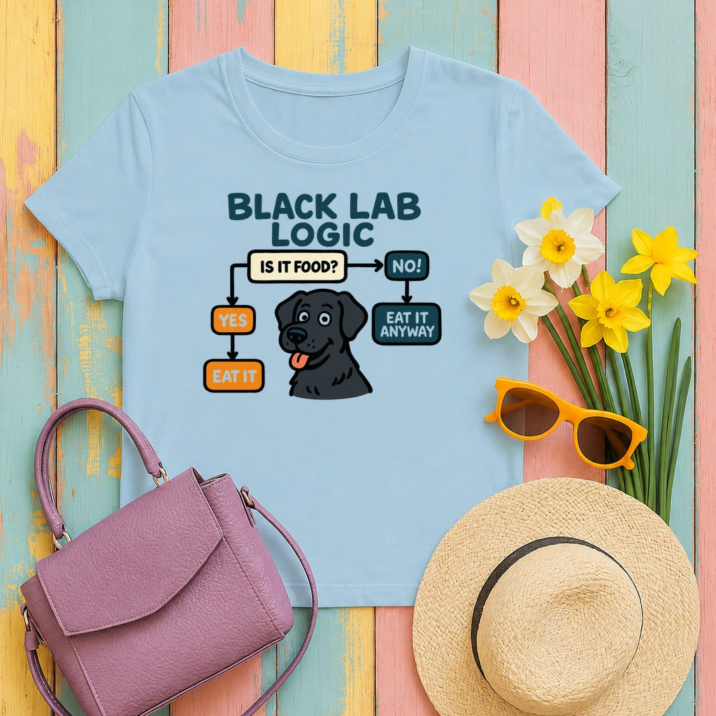 Black Lab Logic Flowchart T-Shirt in Light Blue