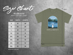 Paws and Reflect Lake Design T-shirt with Size Chart