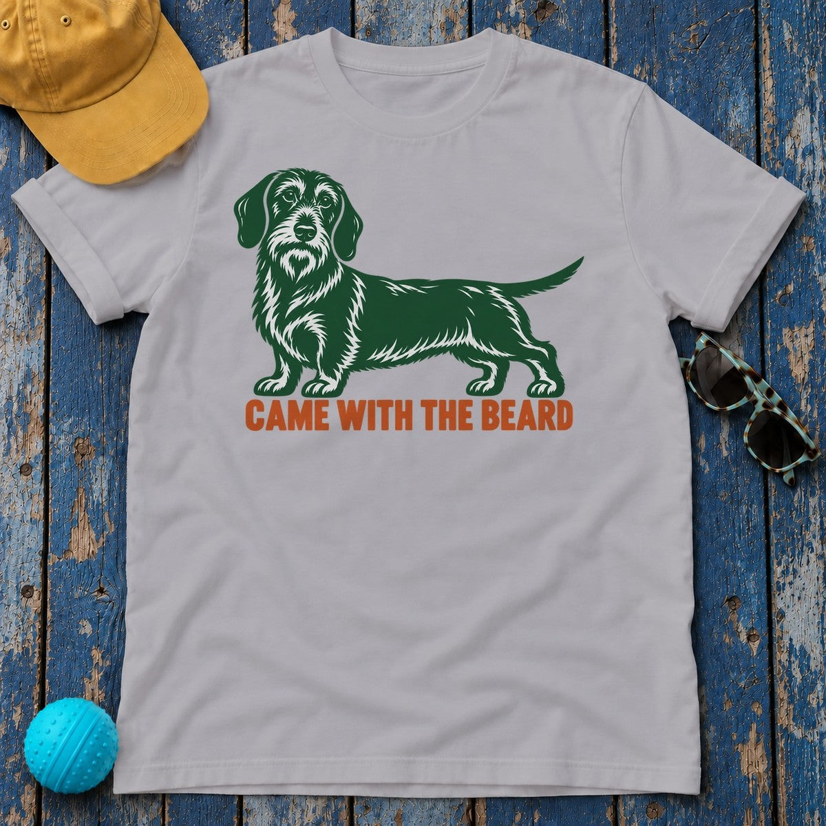 Came With The Beard Wirehaired Dachshund T-Shirt in Athletic Heather