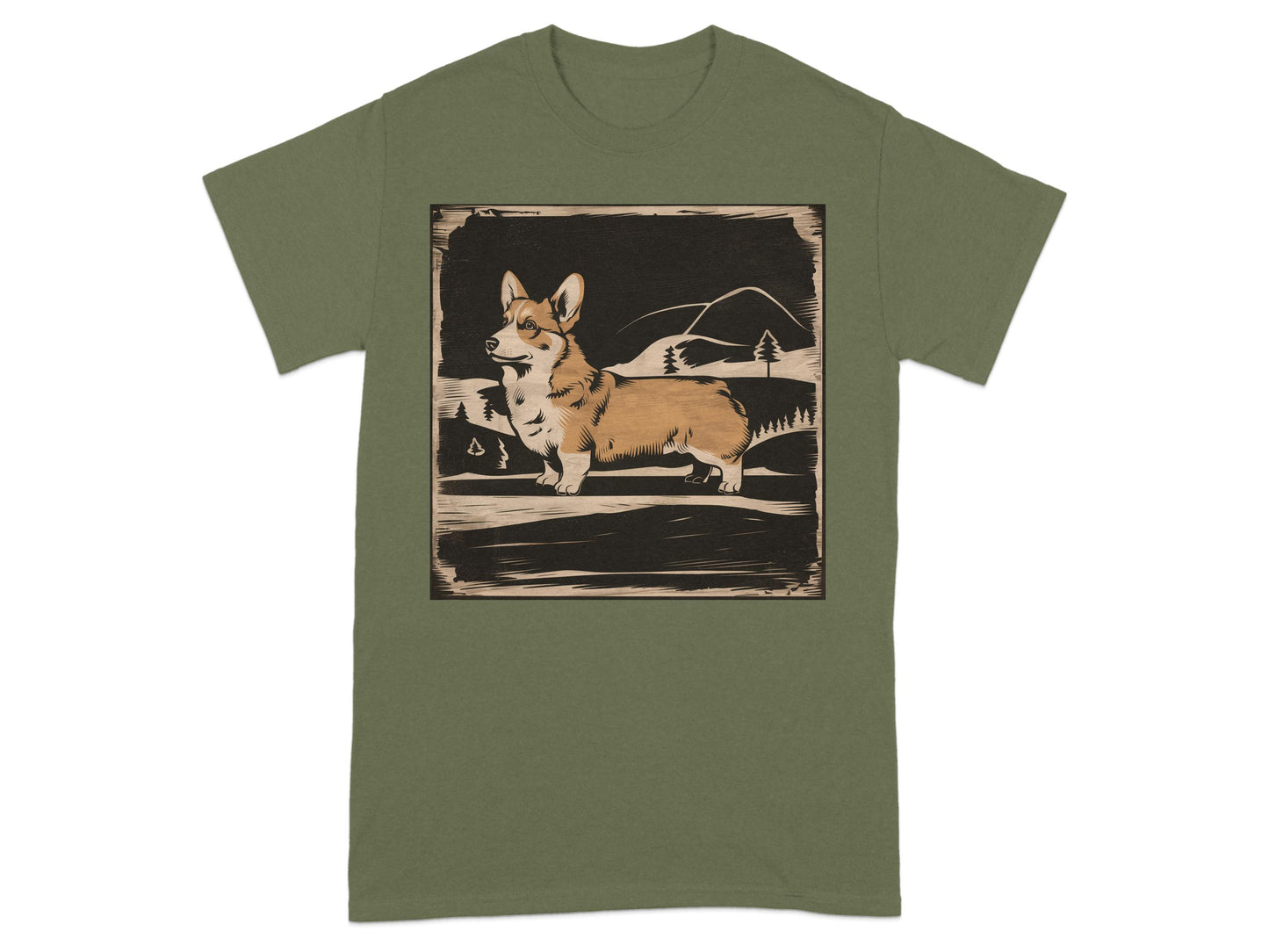 Corgi Dog Graphic Design Green T-Shirt product