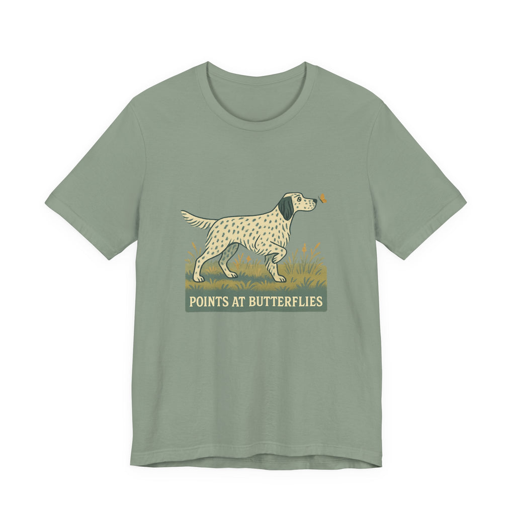 English Setter Points at Butterflies Tee