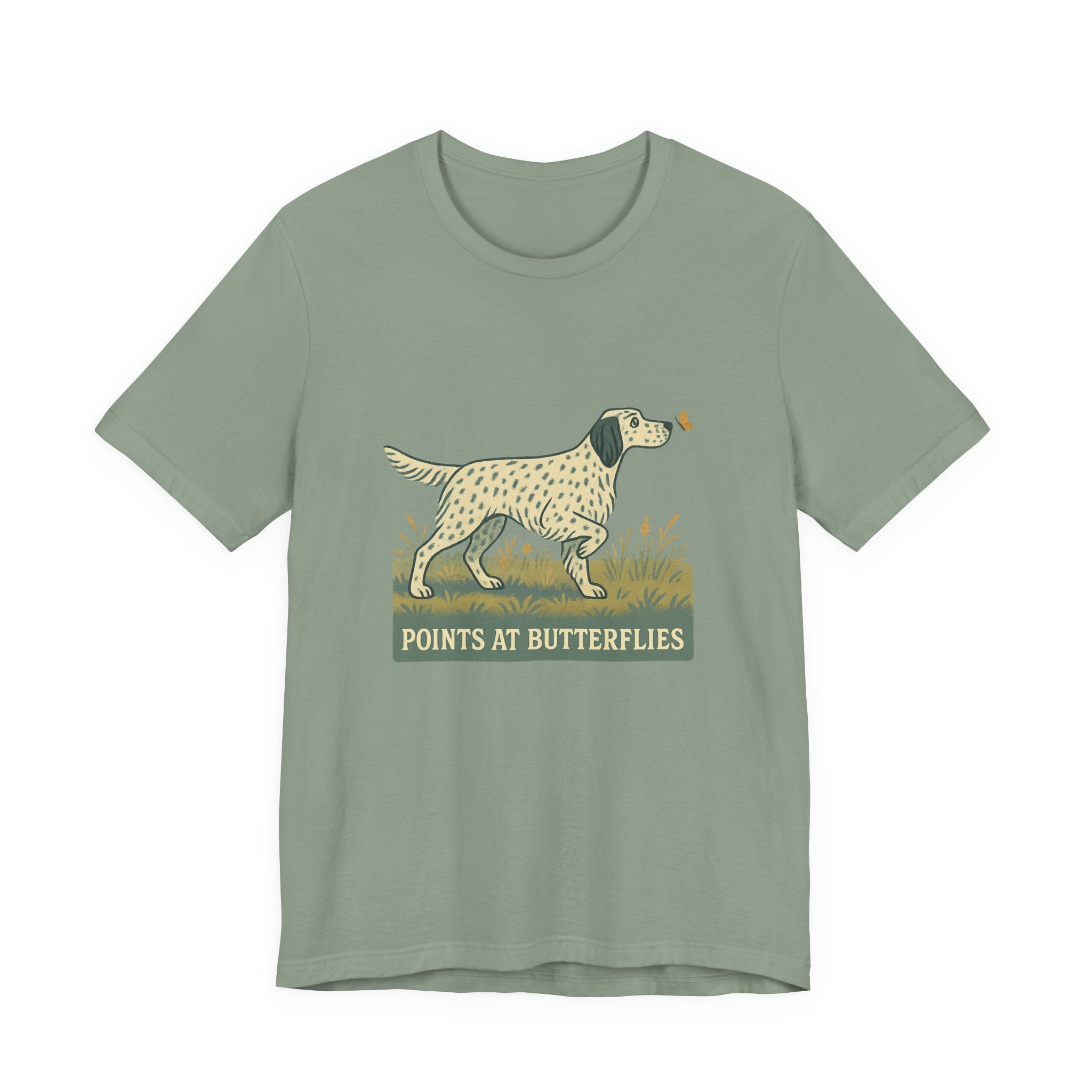 English Setter Points at Butterflies Tee