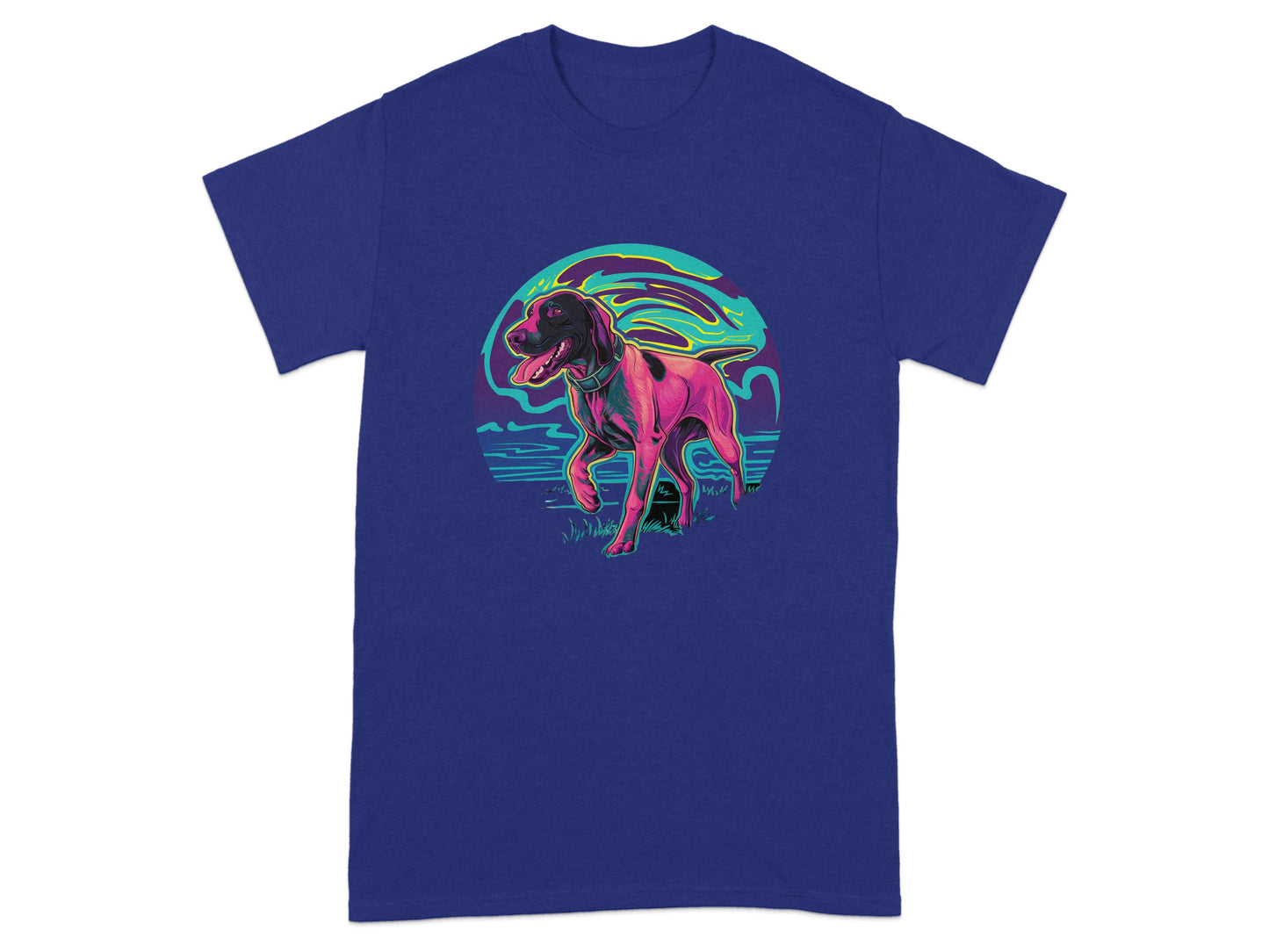 Colorful Neon Dog Print Tee shirt product type