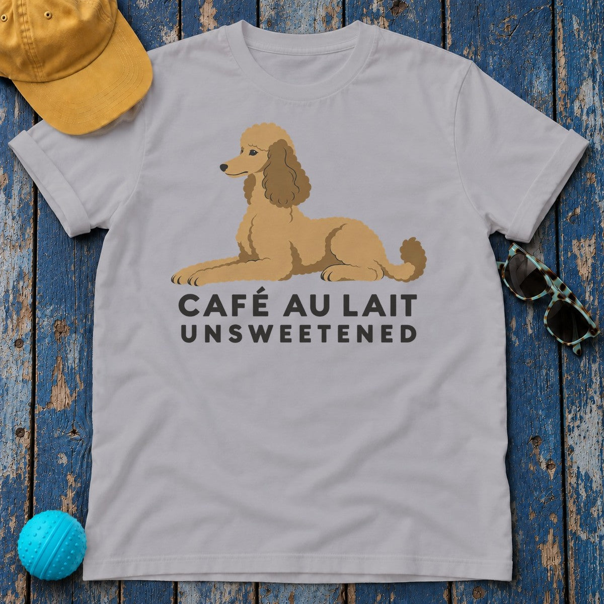 Café Au Lait Unsweetened Poodle T-Shirt in Athletic Heather