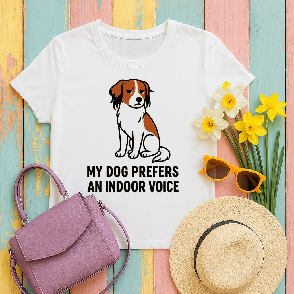 Kooikerhondje Prefers An Indoor Voice Tee in White