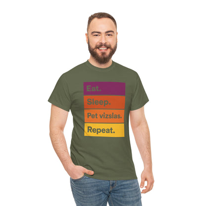Color Block Unisex Tee - Eat, Sleep, Pet Vizslas, Repeat T-Shirt