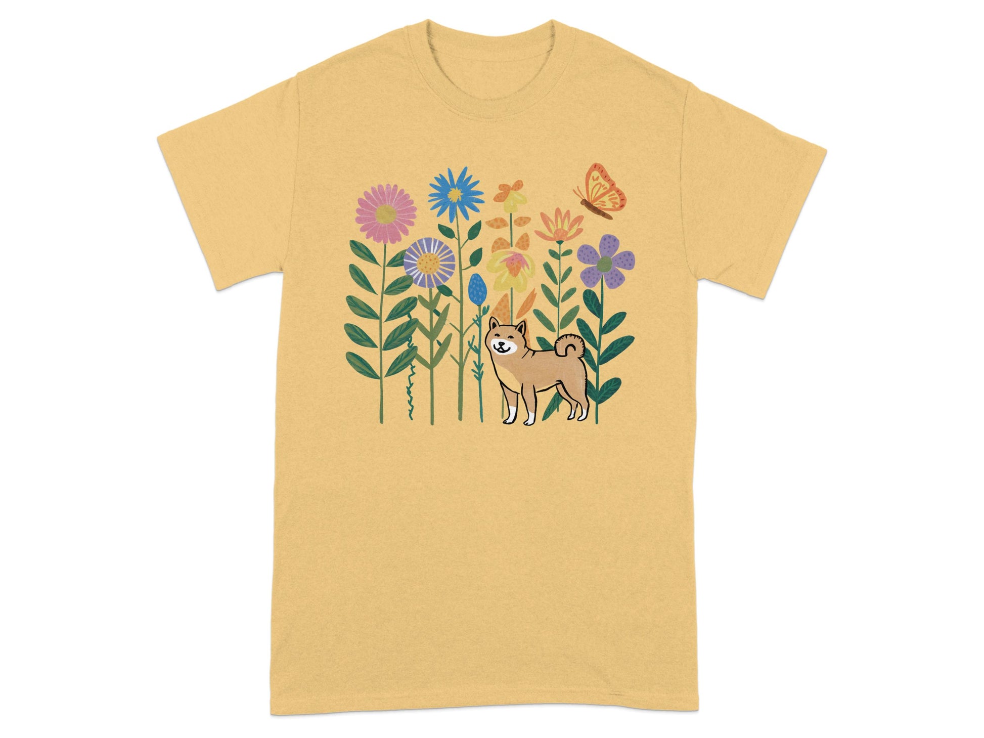 Cute Dog With Colorful Flowers Graphic T-Shirt product type