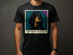 Black t-shirt with a portrait of a black and tan dog and the text "ENDLESS HUNGER".