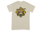 Beagle wearing a bandana on a beige t-shirt with "The Tracking Mission Beagle Chapter" text.