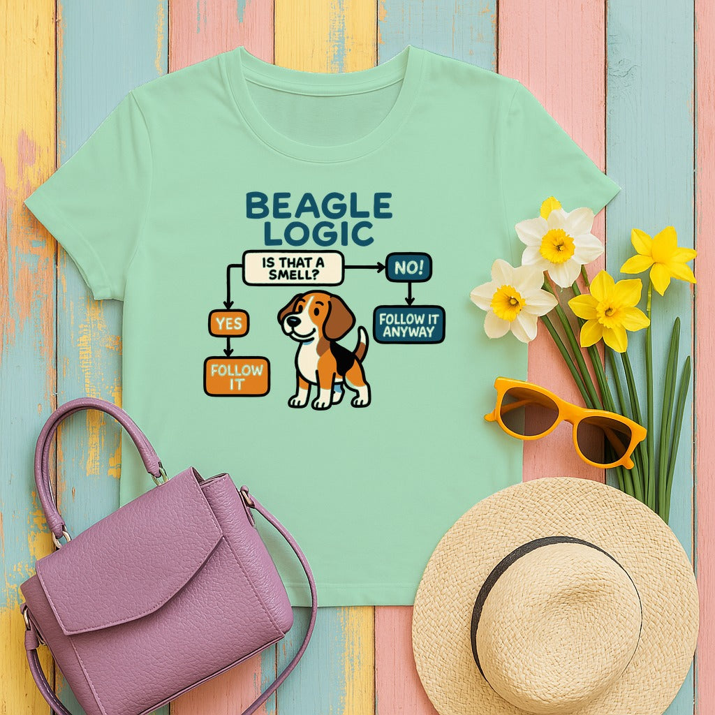 The Beagle Logic Flowchart T-Shirt in Mint Green