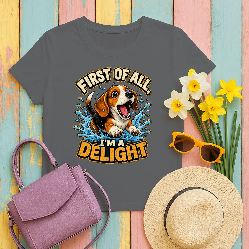 Delightful Beagle Splash T-Shirt in Graphite Heather