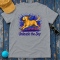 Unleash the Joy Yellow Labrador Retriever T-Shirt in Gravel