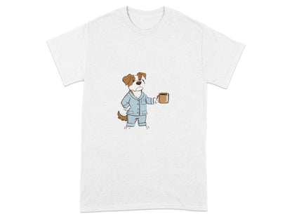 Funny Dog Drinking Coffee Graphic T-Shirt Product