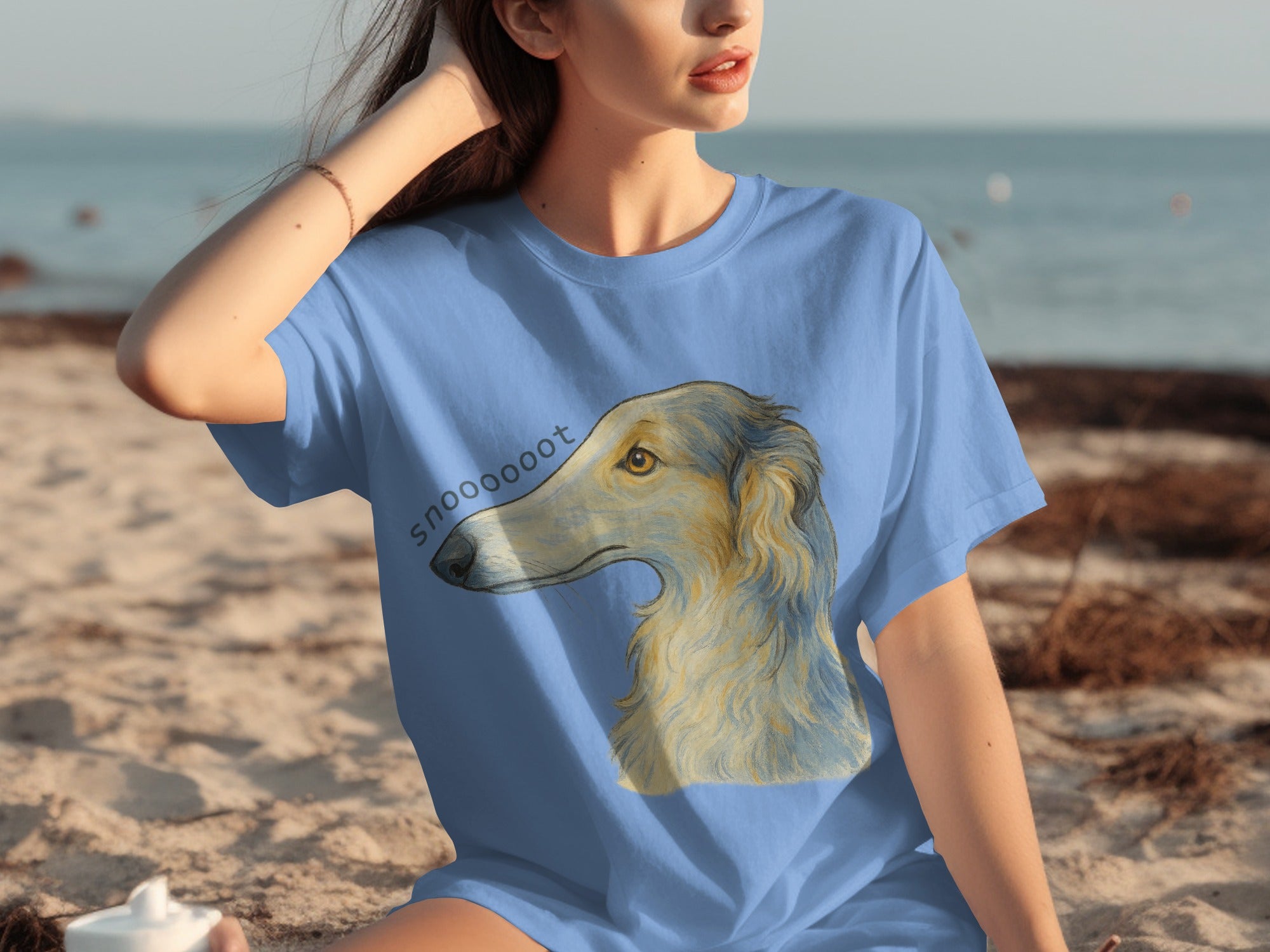 Beautiful Dog Illustration on a Blue Snoooogoot Shirt Product
