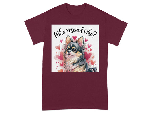 Who Rescued Who Chihuahua Printed T-Shirt product