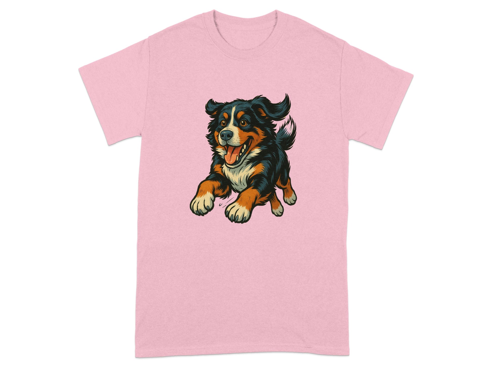 Playful Dog Illustration on Pink T-Shirt product type