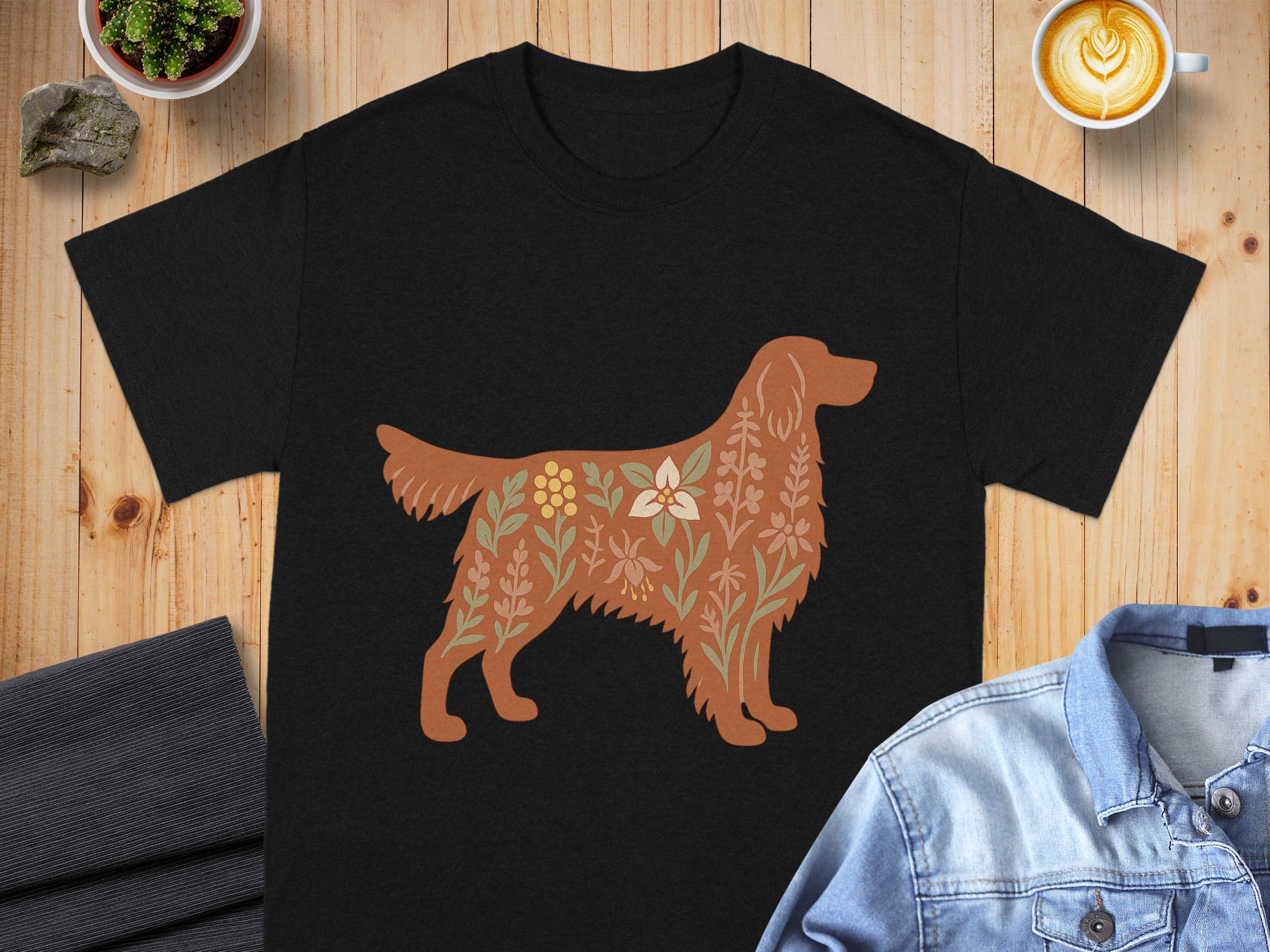 Floral Patterned Silhouette Dog Graphic T-Shirt product
