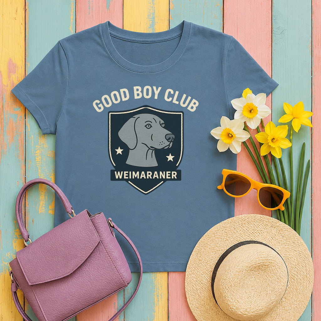 Weimaraner Good Boy Club Tee in Steel Blue