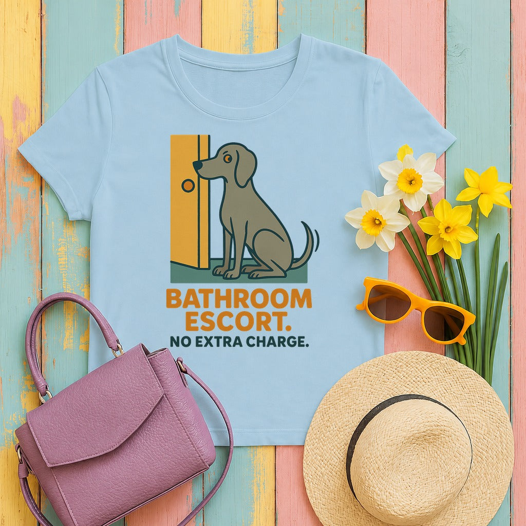 Weimaraner Bathroom Escort Tee in Light Blue