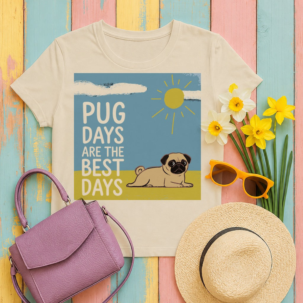 Pug Days Are The Best Days T-shirt in Sand