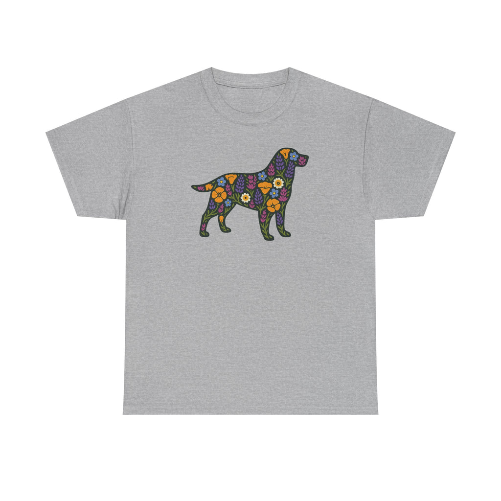 Floral Labrador Retriever Design Dog Lover Style Graphic Design T-Shirt
