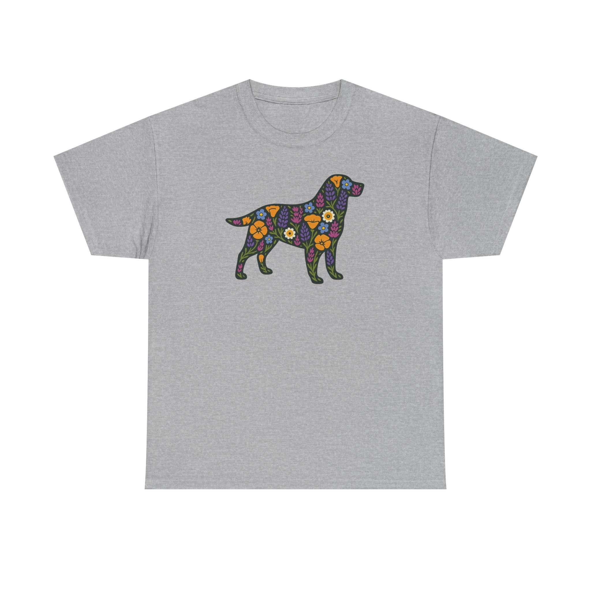 Floral Labrador Retriever Design Dog Lover Style Graphic Design T-Shirt