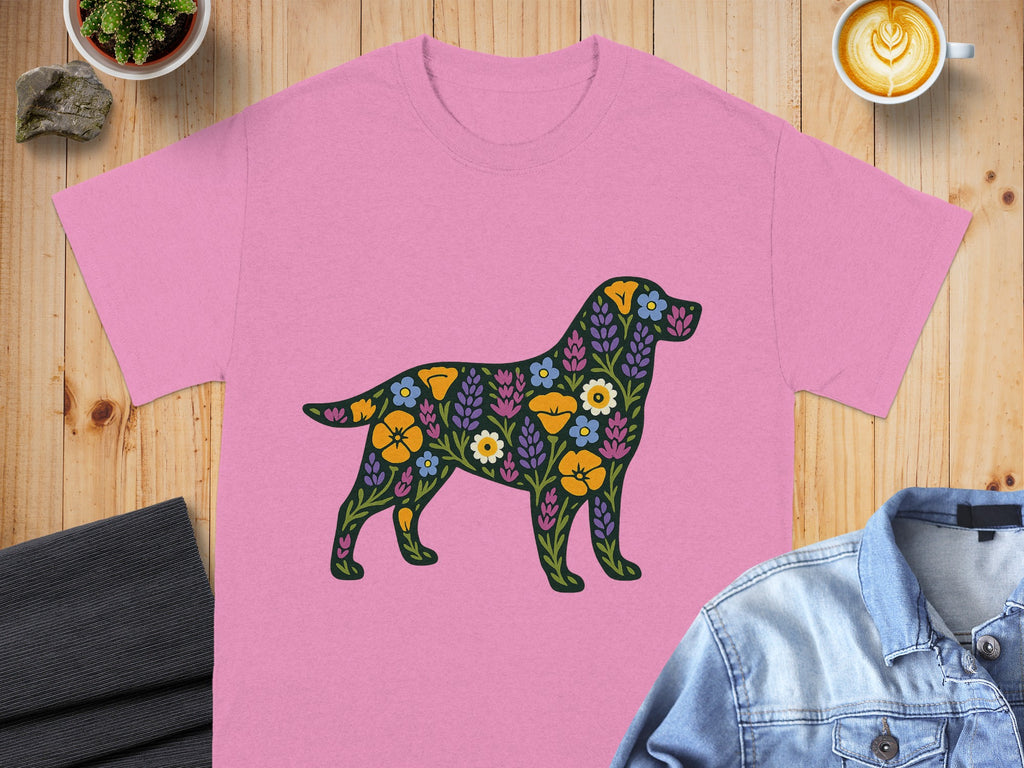 Floral Patterned Dog Design Pink Shirt product