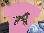Floral Patterned Dog Design Pink Shirt product