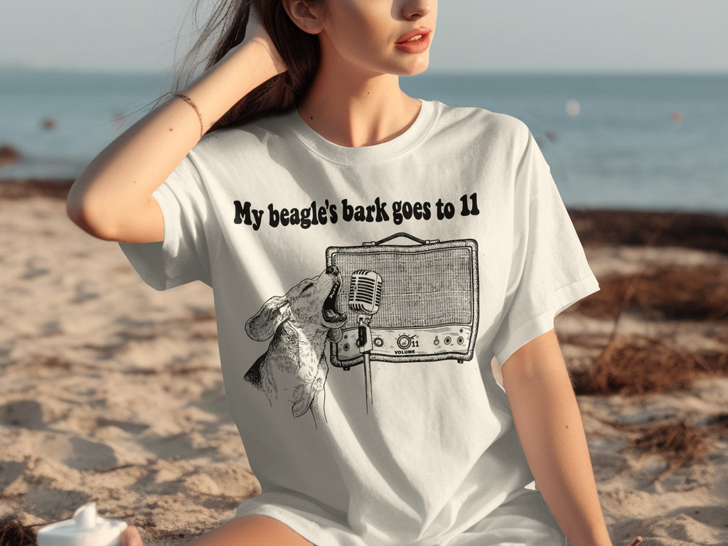 My beagle's bark goes to 11 graphic t-shirt