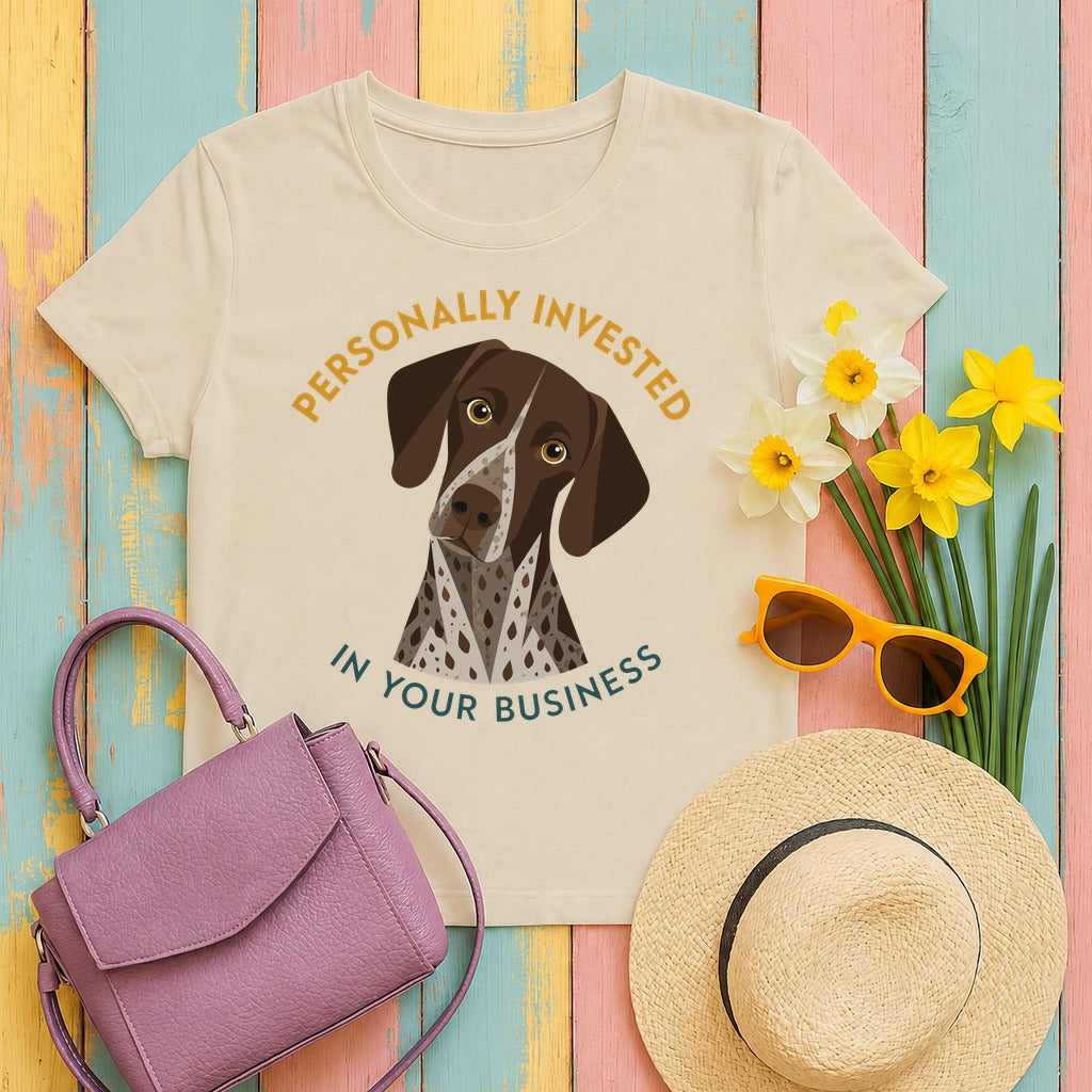 Invested German Shorthaired Pointer T-Shirt in Sand