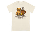 Yellow Labrador and coffee graphic with text: "POWERED BY YELLOW LABRADOR & COFFEE".