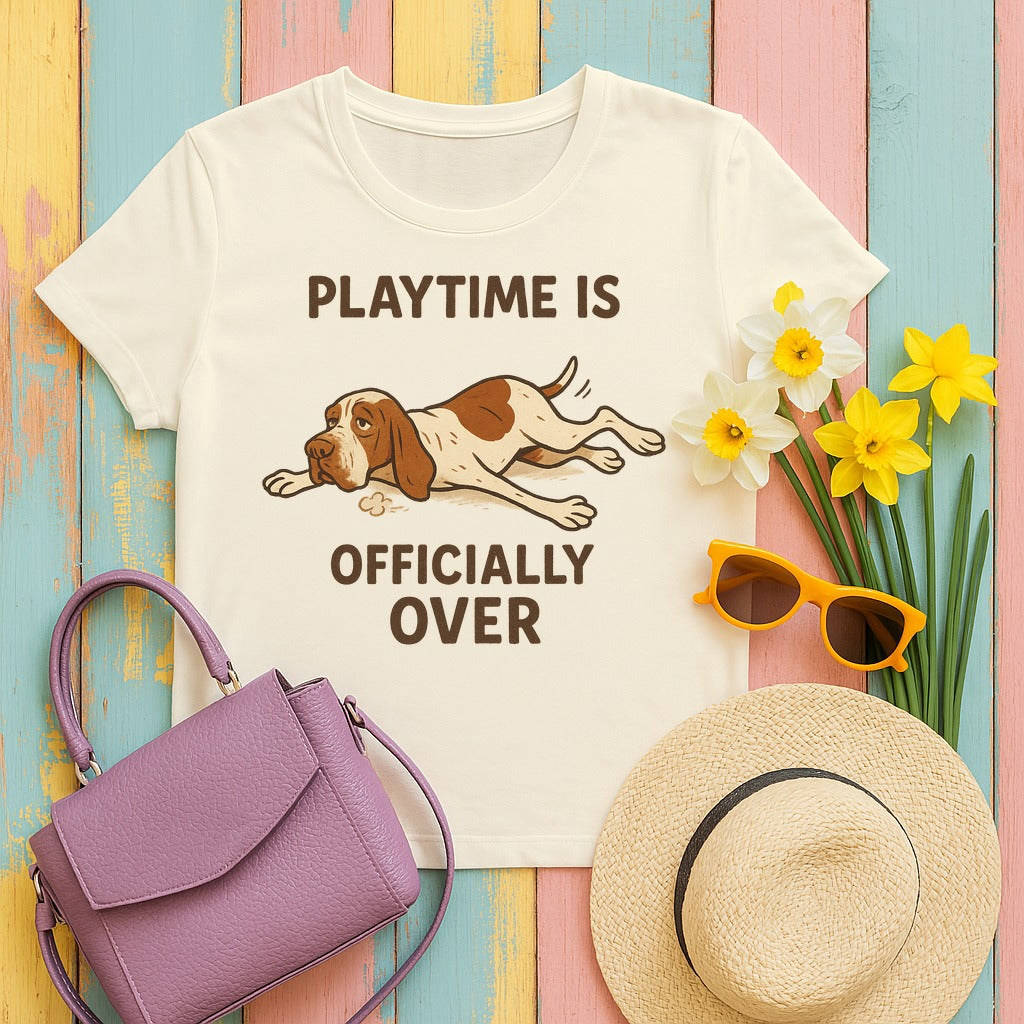 Bracco Italiano Playtime Is Over Tee in Natural