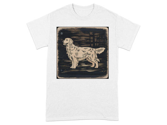 Golden Retriever Art Print White Tee Shirt product type