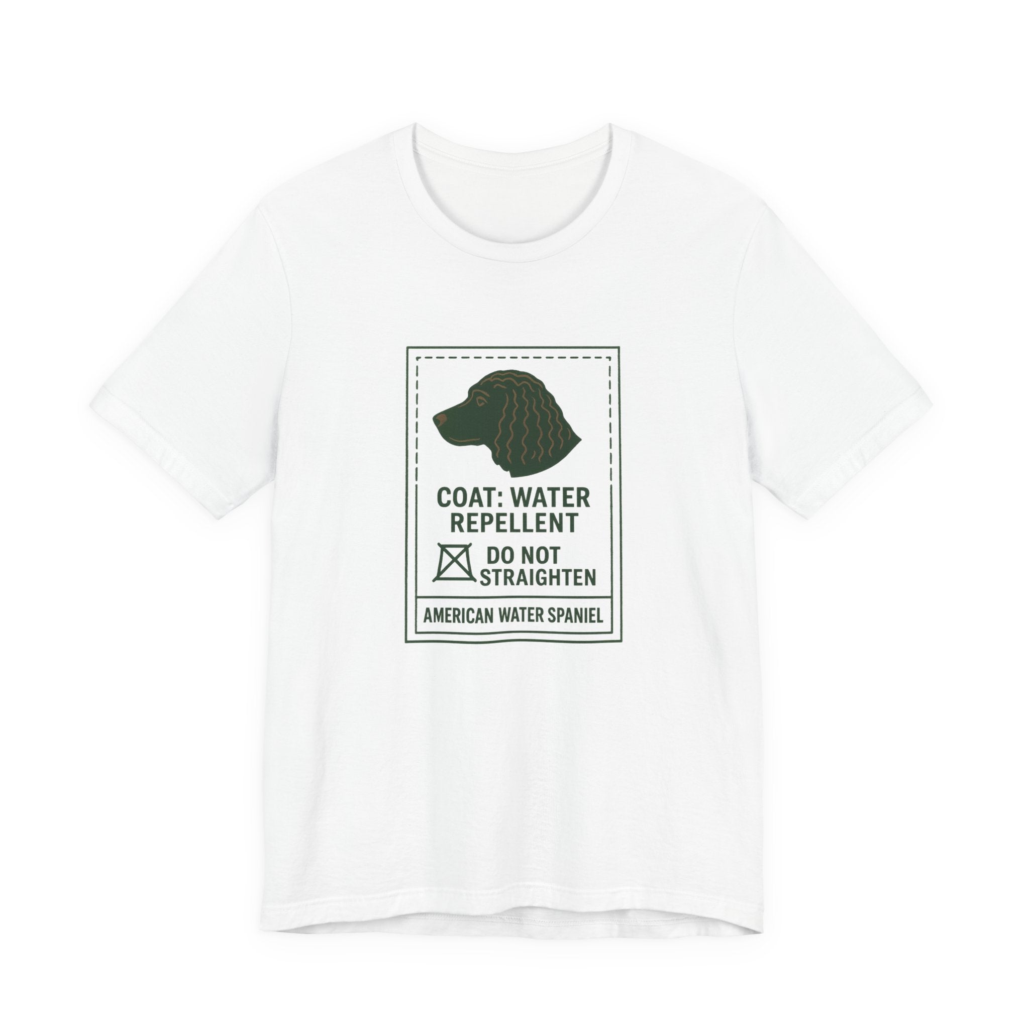 American Water Spaniel Coat Marcel Care Label Tee