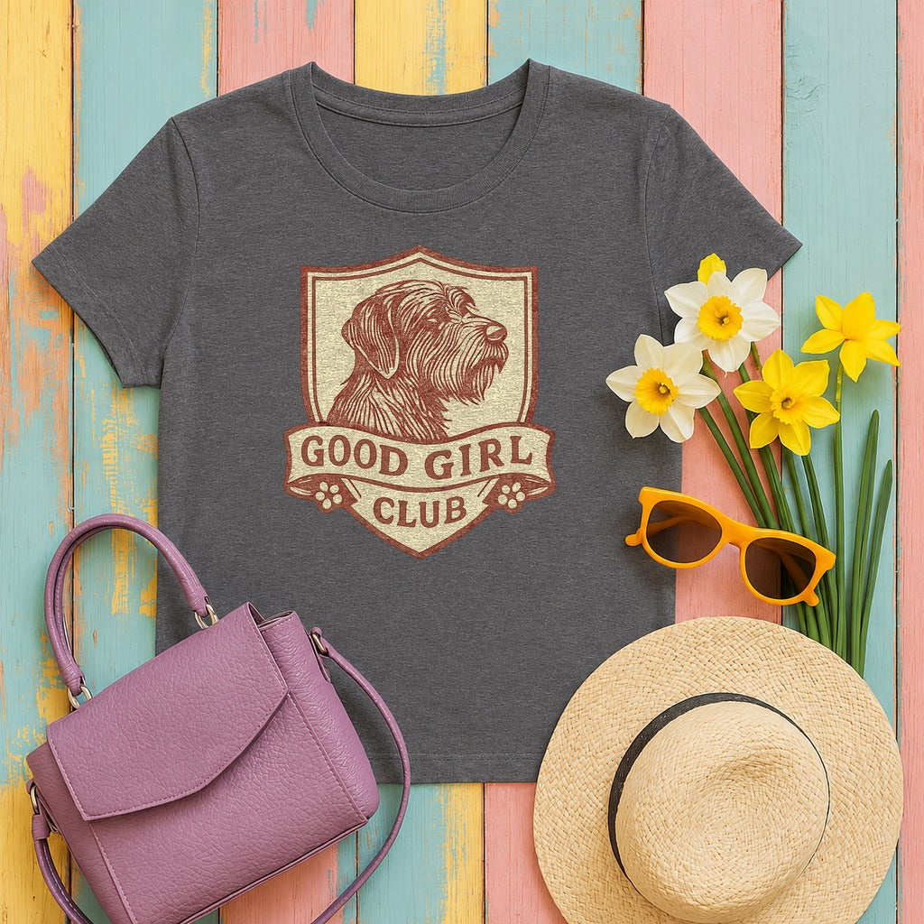 Wirehaired Pointing Griffon Good Girl Club T-shirt in Dark Grey Heather